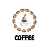 vettore di logo della pianta del chicco di caffè per l'illustrazione di progettazione della bevanda del caffè