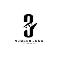 numero 3 tre logo design, vettore icona premium, illustrazione per azienda, banner, adesivo, marchio del prodotto