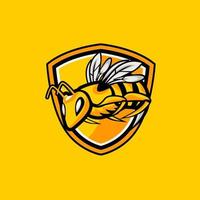 illustrazione vettoriale del design del logo della mascotte dell'esportamento dell'ape arrabbiata