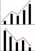 vettore dell'icona del grafico delle statistiche verso l'alto e verso il basso