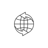 mondo, terra, icona globale a linea sottile illustrazione vettoriale modello logo. adatto a molti scopi.