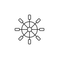 modello del logo dell'illustrazione vettoriale dell'icona della linea sottile del timone, della nautica, della nave, della barca. adatto a molti scopi.