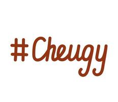 hashtag cheugy. tendenze dello stile di vita opposte alla moda. illustrazione vettoriale di nuove parole inglesi. lettering disegnato a mano isolato su bianco