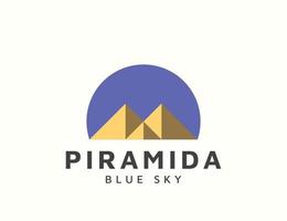 icona del logo della piramide con il design del cielo blu vettore