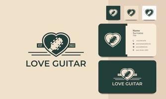 logo design chitarra amore, cuore, musica, nota, simbolo vettoriale. vettore