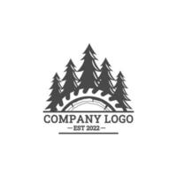 design del logo per la lavorazione del legno, pino, smerigliatrice, lama per o carpenteria vettore