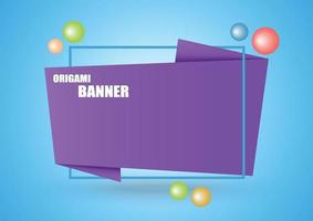 astratto banner origami viola protone sfondo blu disegno vettoriale