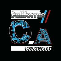 california, elemento di moda maschile e città moderna in tipografia graphic design.illustrazione vettoriale.tshirt, abbigliamento, abbigliamento e altri usi vettore