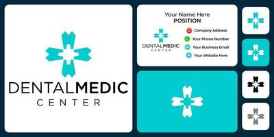 design del logo dell'ospedale dentale con modello di biglietto da visita. vettore