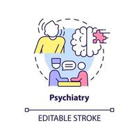 icona del concetto di psichiatria. cura dei disturbi mentali. servizio del centro medico idea astratta linea sottile illustrazione. disegno di contorno isolato. tratto modificabile. vettore