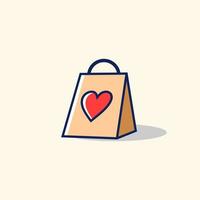 amore shopping bag logo design illustrazione vettoriale