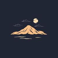 illustrazione vettoriale di design del logo del paesaggio notturno di montagna