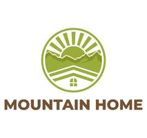 design del logo per la montagna e la casa vettore