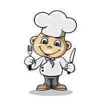 uno chef con in mano un coltello e una forchetta vettore