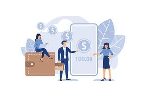 operazioni finanziarie, operazioni di pagamento non in contanti. sistemi pos-terminale e di pagamento, valuta, monete, illustrazione di design moderno piatto del sistema di pagamento NFC vettore