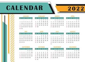 modello astratto del nuovo anno del calendario 2022 in colore giallo blu disegno geometrico dell'illustrazione di vettore