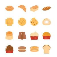 set di icone vettoriali panetteria. come ciambelle, croissant, biscotti. sfondo isolato.