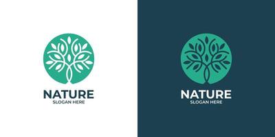 insieme di logo dell'albero della natura in stile lineare vettore