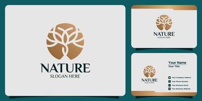 set logo natura di lusso e biglietto da visita vettore