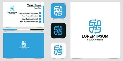 sh lettera logo e carta di branding vettore