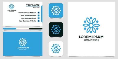 logo floreale e carta di branding vettore