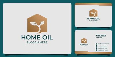 set di logo minimalista per olio per la casa e biglietto da visita vettore