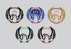 mascotte testa d'aquila in stile logo, versione colorata. ottimo per loghi sportivi e mascotte delle squadre. vettore