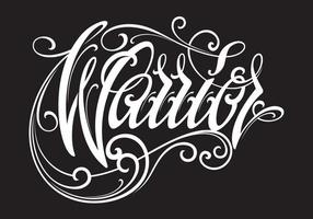 lettering guerriero in stile tatuaggio moderno. elemento di design vettore