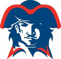 mascotte testa di pirata. logotipo della squadra sportiva del college vettore