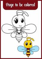 libro da colorare per bambini, ape carina vettore