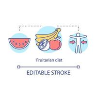 dieta fruttariana, icona del concetto di perdita di peso. illustrazione della linea sottile dell'idea di stile di vita vegano. alimentazione vegetariana. anguria matura e frutta fresca vettore isolato schema di disegno. tratto modificabile