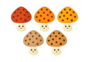 una raccolta di illustrazioni di funghi vettore