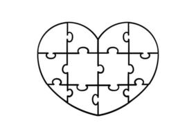 puzzle a forma di cuore disegnato a mano vettore