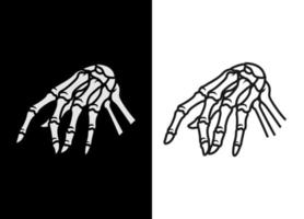 mano in bianco e nero dell'illustrazione di vettore di arte della linea del cranio umano. elemento rock per design di abbigliamento, poster, merchandising, band. vettore eps 10