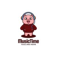 illustrazione del logo vettoriale musica tempo semplice stile mascotte.