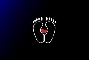 semplice e intelligente stampa del piede di bellezza con il vettore di design del logo in vetro di vodka di vino