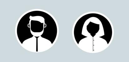 imposta l'icona dell'avatar utente maschile e femminile. icona della persona nei colori bianchi. vettore