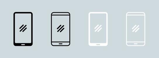 icona dello smartphone o del telefono nei colori bianco e nero per il sito Web o le app. vettore