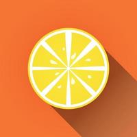 illustrazione vettoriale di limone. design piatto con una lunga ombra