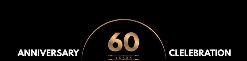 Celebrazione dell'anniversario di 60 anni con numero elegante isolato su sfondo nero. disegno vettoriale per biglietto di auguri, festa di compleanno, matrimonio, festa evento, cerimonia, biglietto d'invito.
