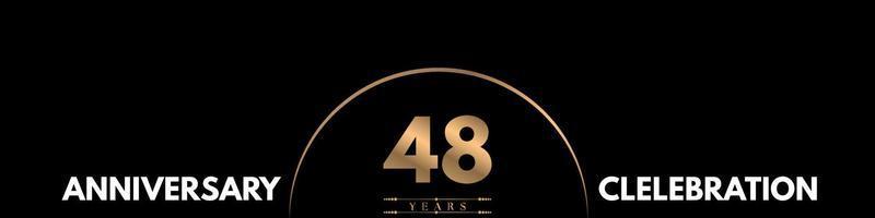Celebrazione dell'anniversario di 48 anni con numero elegante isolato su sfondo nero. disegno vettoriale per biglietto di auguri, festa di compleanno, matrimonio, festa evento, cerimonia, biglietto d'invito.