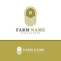 vettore di progettazione del logo della fattoria, illustrazione del modello di concetti del logo della fattoria creativa.