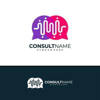 consultare il vettore di progettazione del logo, l'illustrazione del modello di concetti del logo di chat di persone creative.