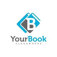 lettera b con vettore di progettazione del logo del libro, illustrazione del modello di concetti di logo del libro creativo.