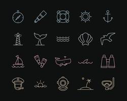 set di icone di illustrazione vettoriale nautica. design dell'icona del marinaio in uno stile semplice e carino.