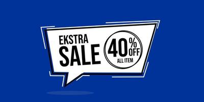 vendita banner extra con uno sconto del 40%. fumetto di colore bianco per la promozione vettore