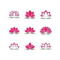 set di fiori di loto. simbolo o icona di loto per salone spa, lezione di yoga o industria del benessere vettore
