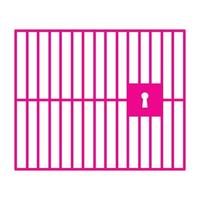 eps10 rosa vettore icona prigione o prigione con porta chiusa a chiave e barre verticali in semplice stile piatto e alla moda isolato su sfondo bianco