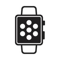 eps10 icona dello smartwatch vettoriale nero con app sulla schermata iniziale isolata su sfondo bianco