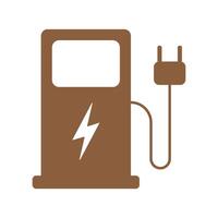 eps10 vettore marrone stazione di ricarica per veicoli elettrici icona solida in semplice stile piatto e alla moda isolato su sfondo bianco